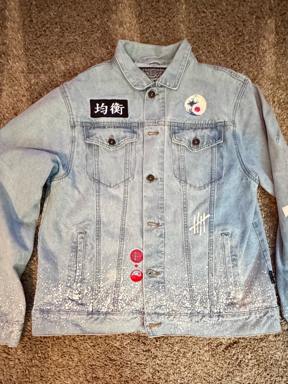 Trademark Brooklyn Cloth Light Blue Denim Jacket with Patch Details XL
